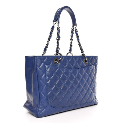 Chanel Caviar Quilted Grand Shopping Tote GST Dark Blue 3 of 9