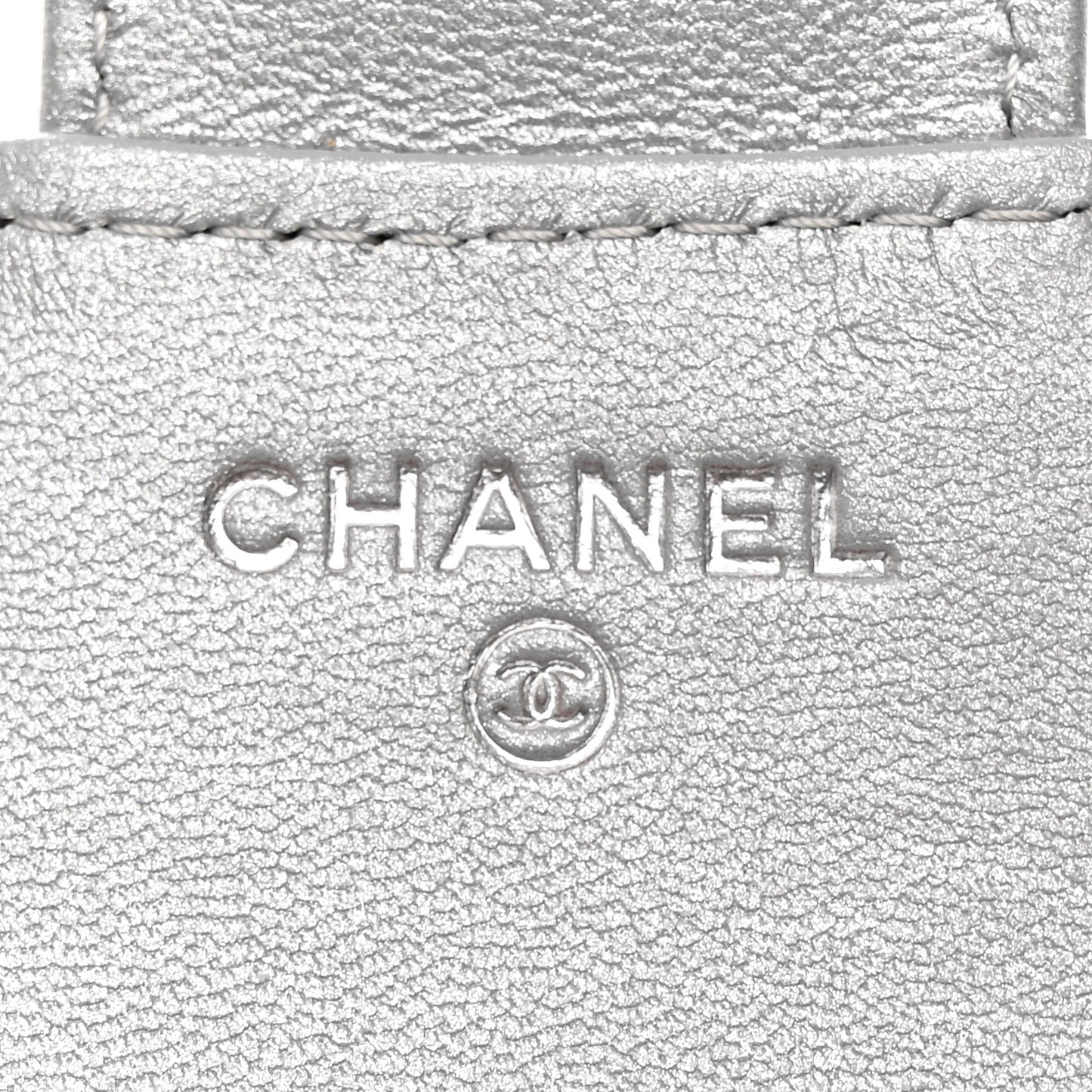 Metallic Lambskin Quilted Compact Flap Wallet Silver