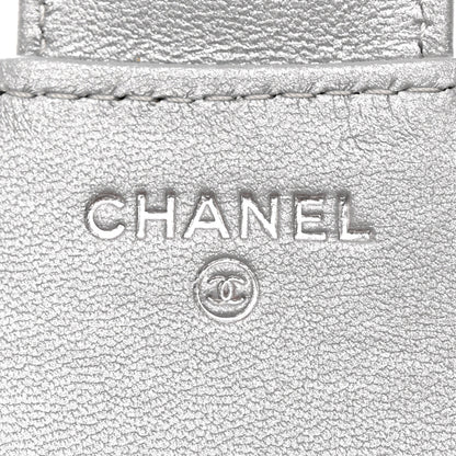 Chanel Metallic Lambskin Quilted Compact Flap Wallet Silver 6 of 11