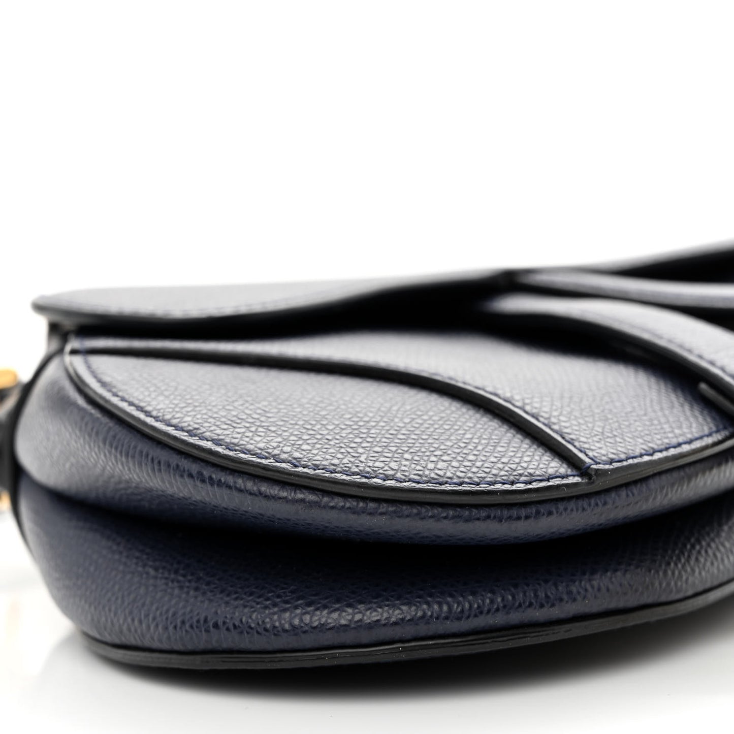 Grained Calfskin Mini Saddle Bag Navy