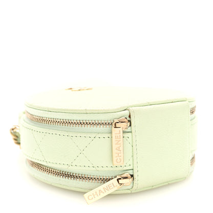 Chanel Caviar Quilted Round Handle With Care Vanity With Chain Light Green 4 of 11