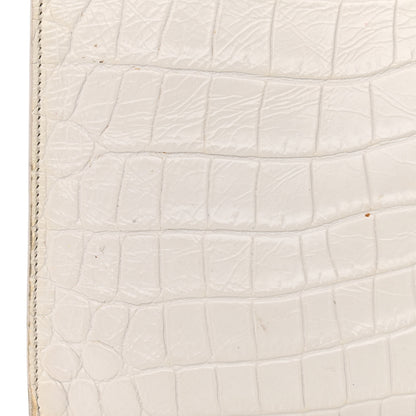 Saint Laurent Calfskin Crocodile Embossed Baby Monogram Cabas Gris Perle 11 of 16