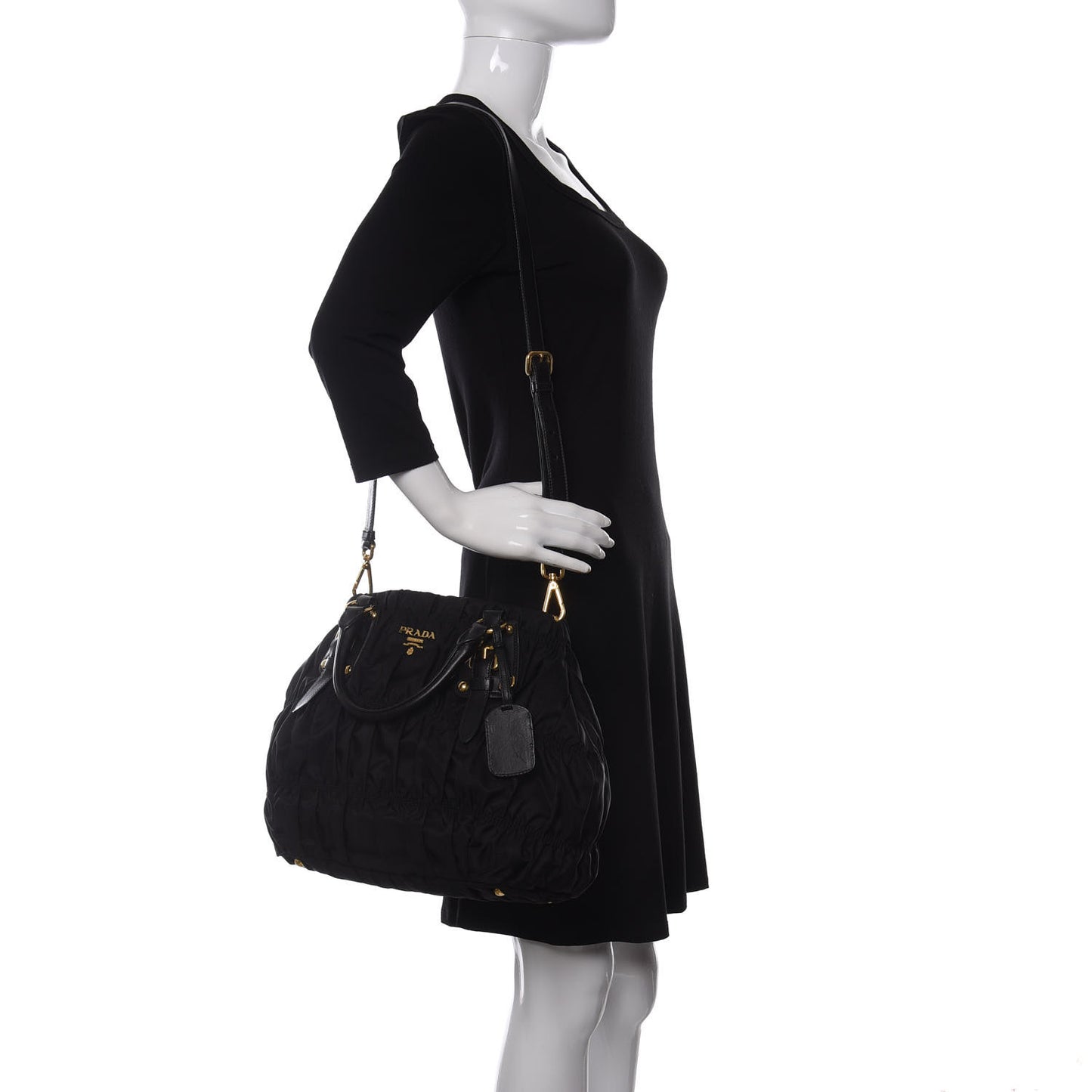 Tessuto Nylon Gaufre Tote Black