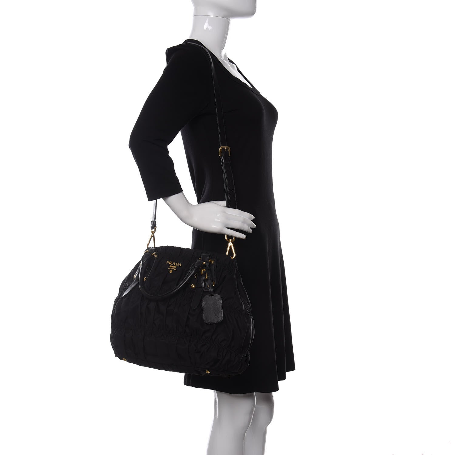 Prada Tessuto Nylon Gaufre Tote Black 2 of 10