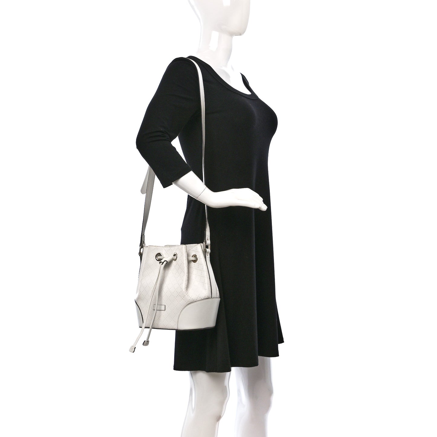 Hilary Lux Bright Diamante Small Bucket Bag Great White