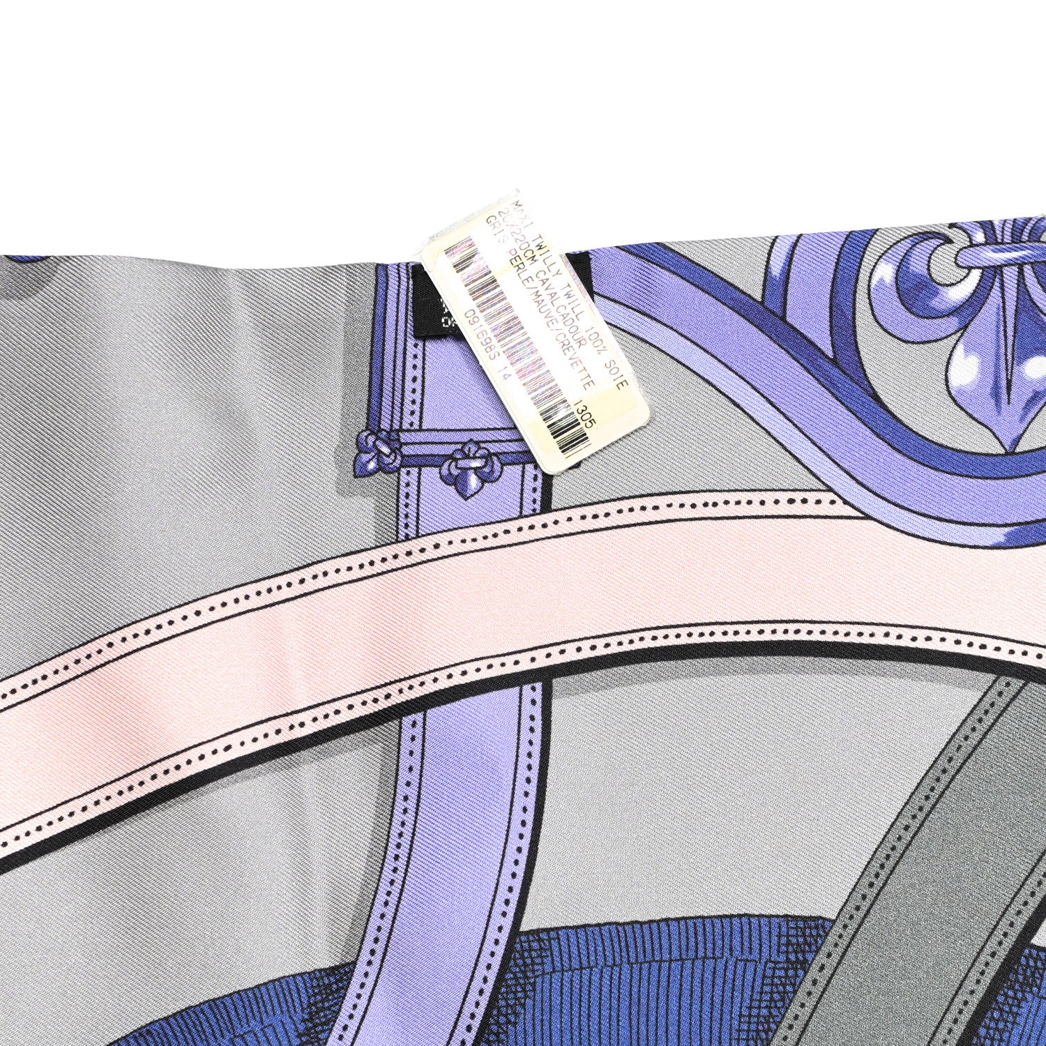 Hermes Silk Cavalcadour Maxi Twilly Gris Perle Mauve Crevette 2 of 3