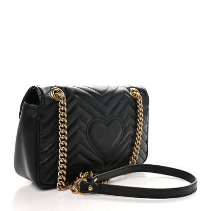 Gucci Calfskin Matelasse Small GG Marmont Shoulder Bag Black 3 of 10