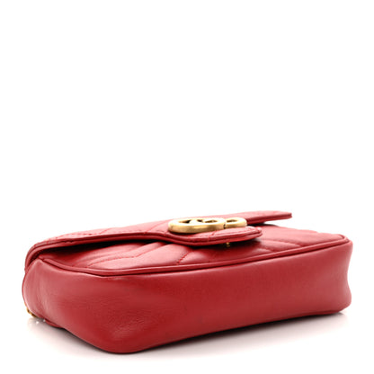 Gucci Calfskin Matelasse Super Mini GG Marmont Shoulder Bag Hibiscus Red 4 of 12