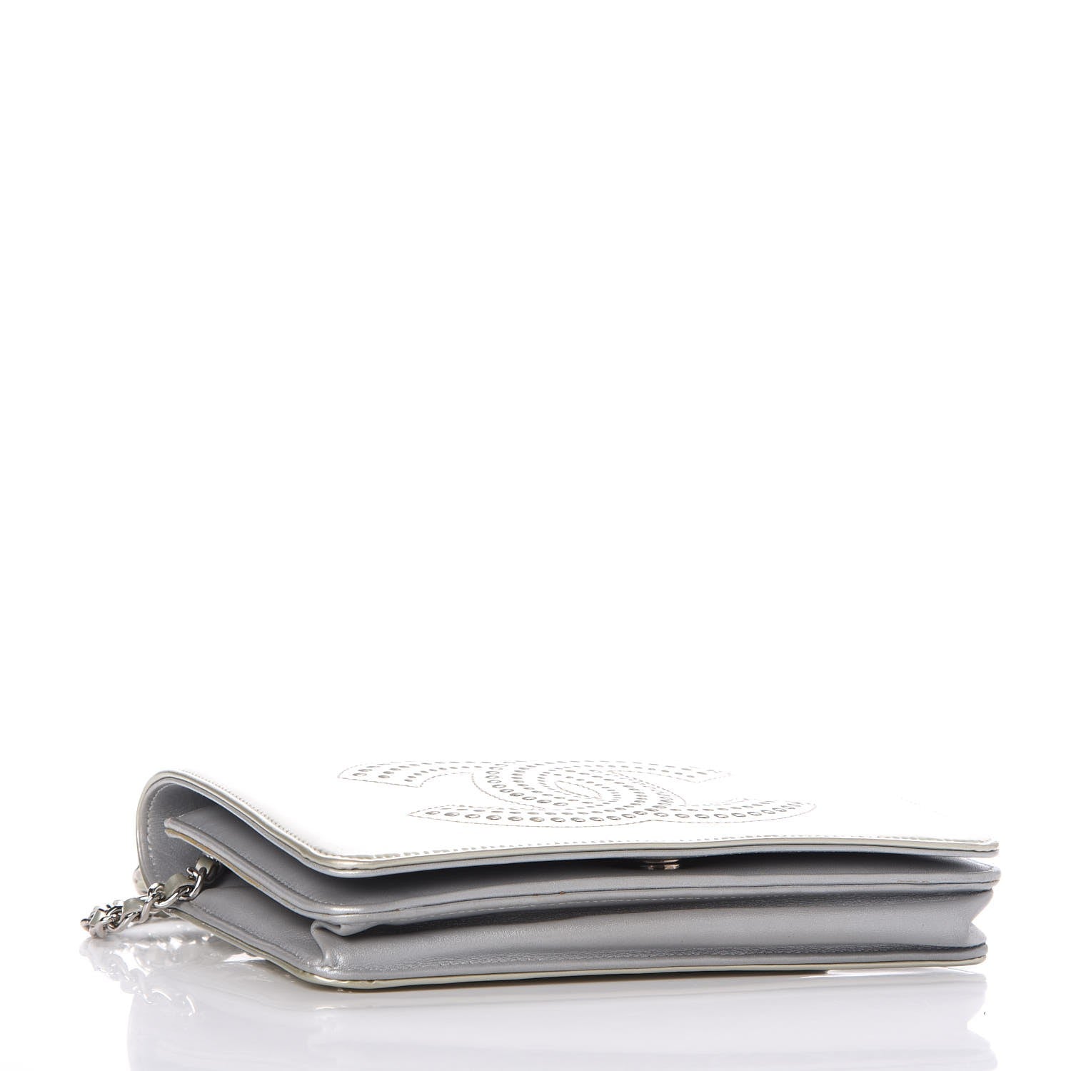 Chanel Patent Strass Wallet On Chain WOC Silver 4 of 13