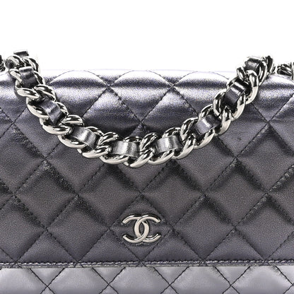 Chanel Gradient Metallic Lambskin Quilted Like A Wallet Wallet On Chain WOC Silvery Black 8 of 11