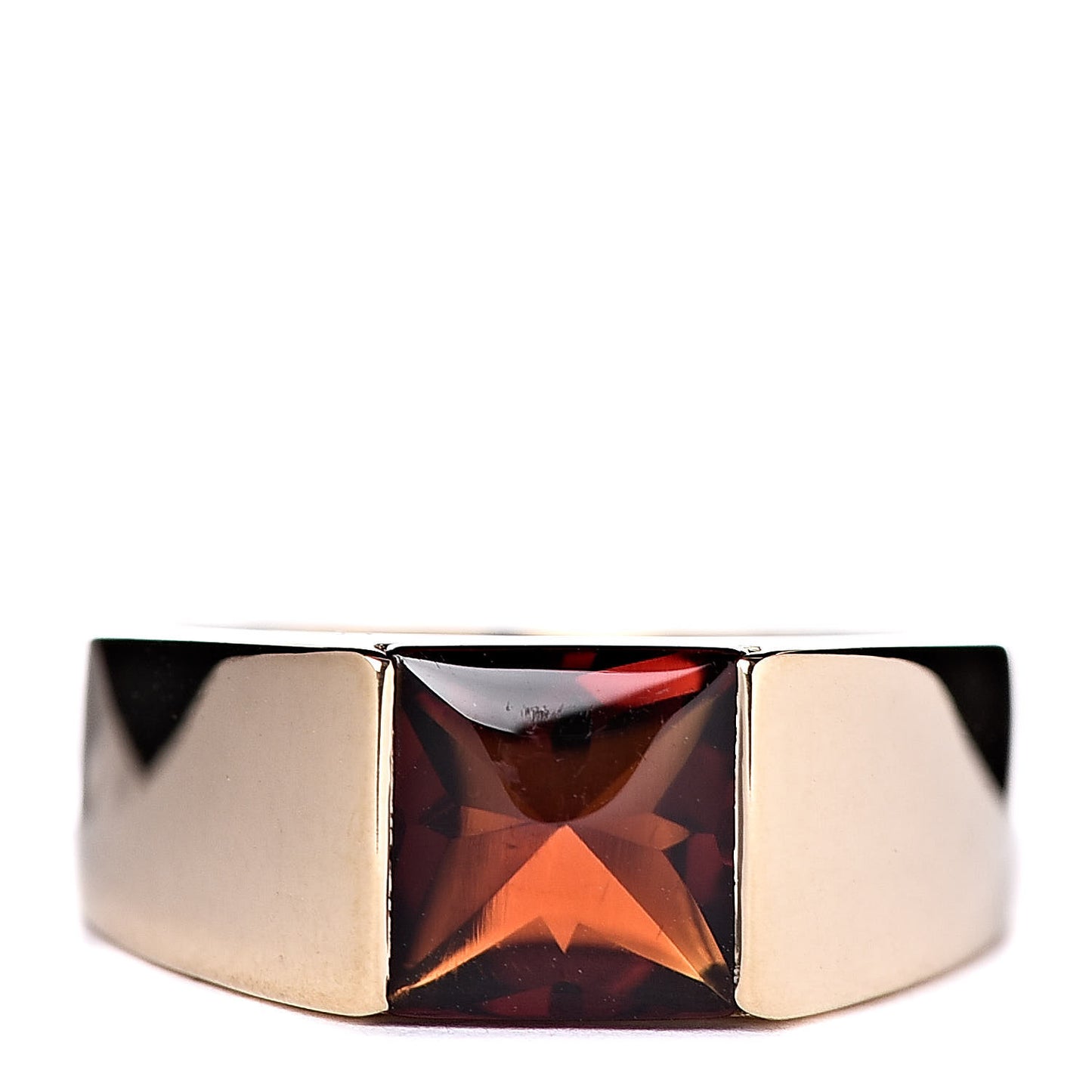18K Yellow Gold Orange Citrine Tank Ring 52 6