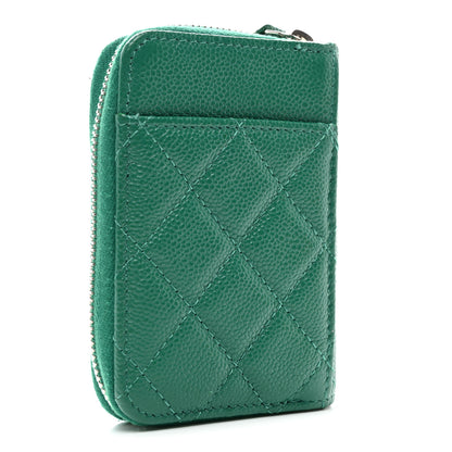 Chanel Caviar Quilted Zip Card Holder Green 3 of 8