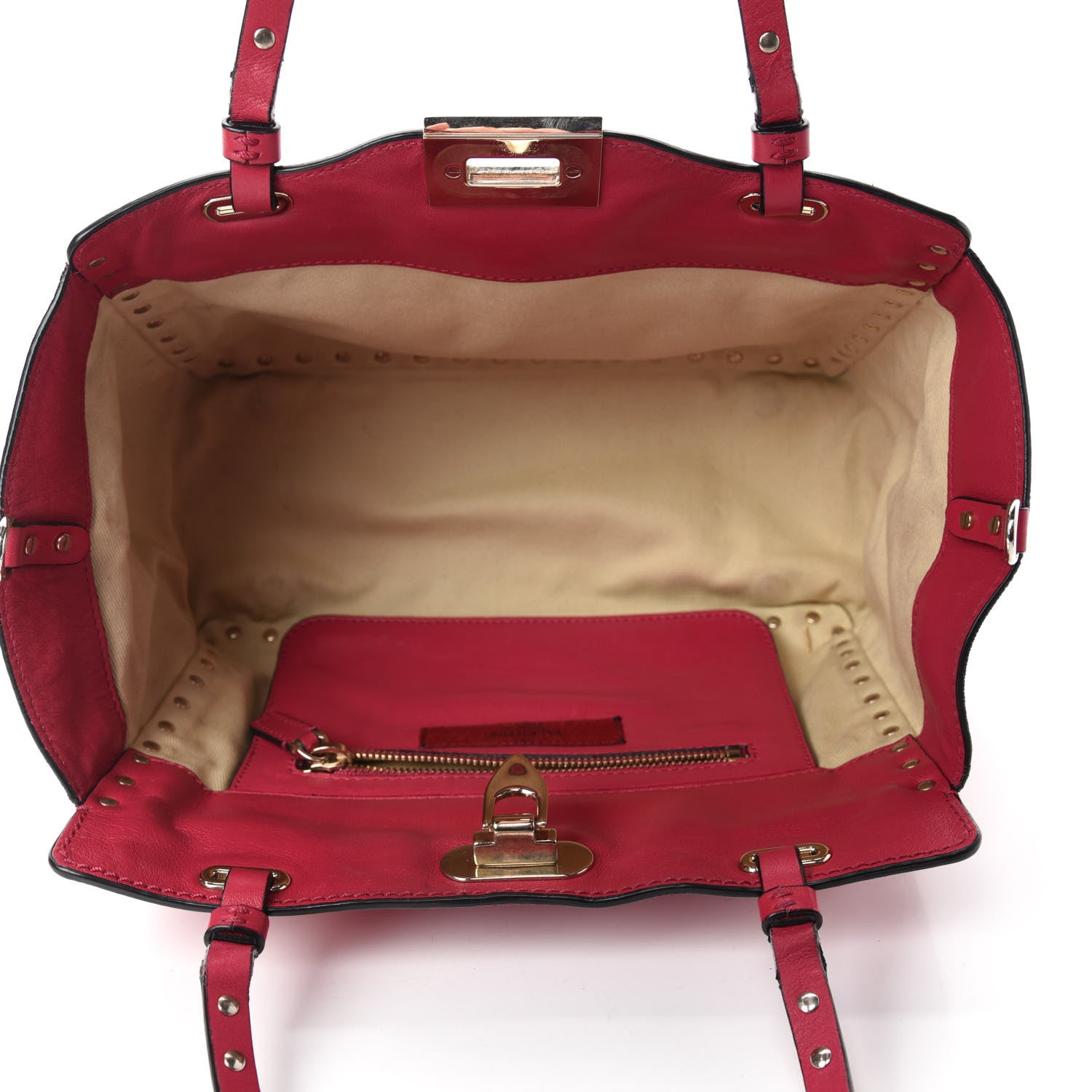 Valentino Garavani Vitello Small Rockstud Tote Cyclamin 5 of 12
