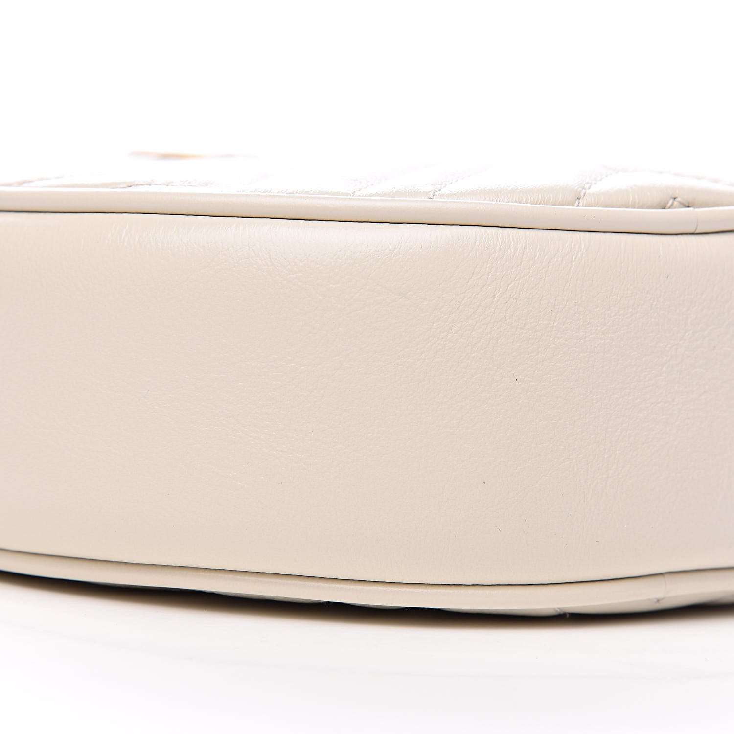 Gucci Calfskin Matelasse Mini GG Marmont Round Shoulder Bag White 8 of 10
