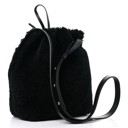 Mansur Gavriel Shearling Mini Bucket Bag Black 3 of 10