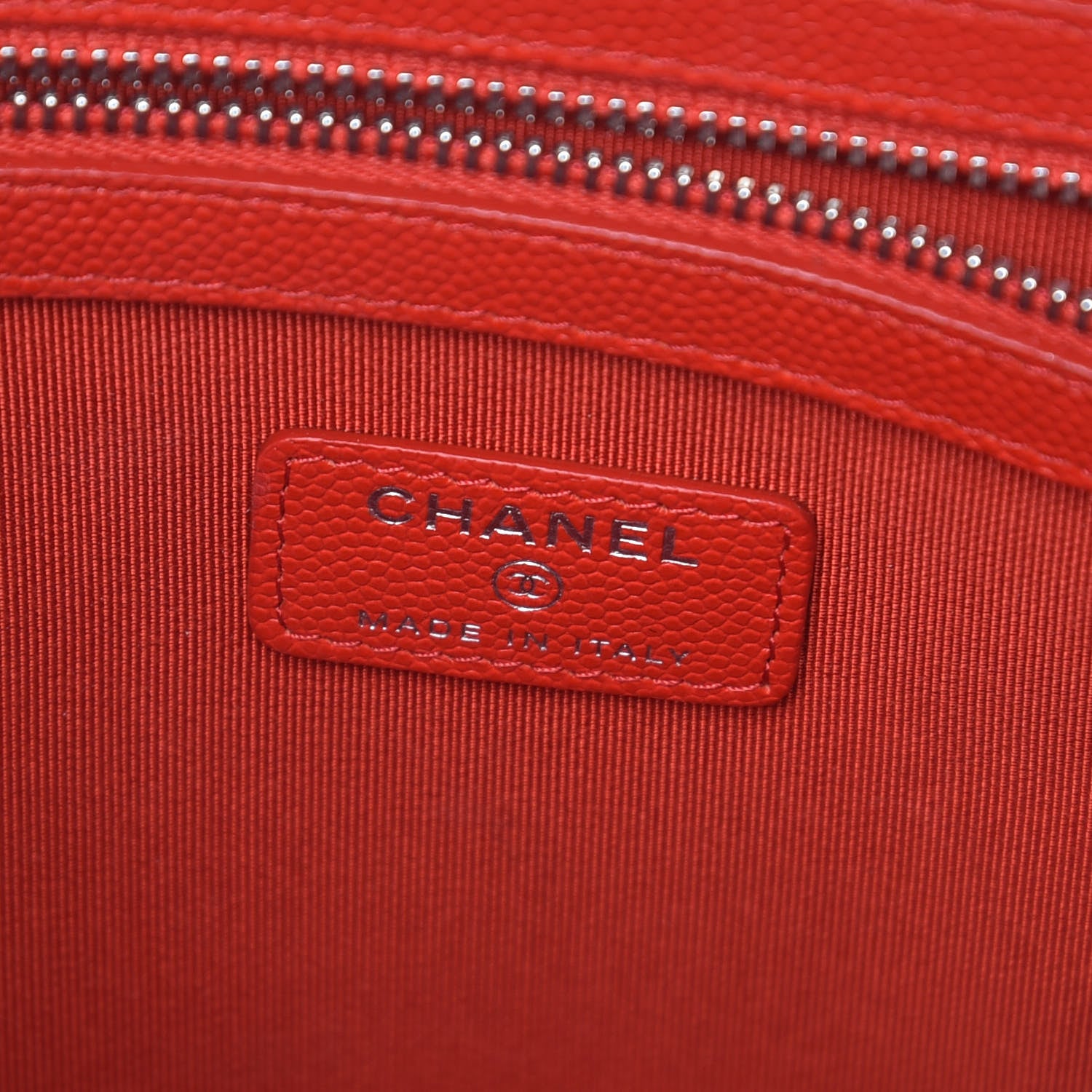 Chanel Caviar Chevron Quilted Medium Cosmetic Case Red 6 of 9