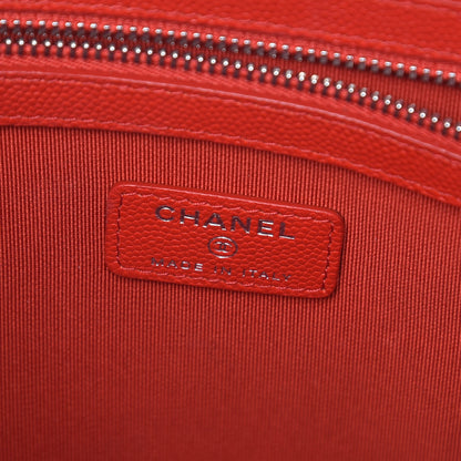 Chanel Caviar Chevron Quilted Medium Cosmetic Case Red 6 of 9
