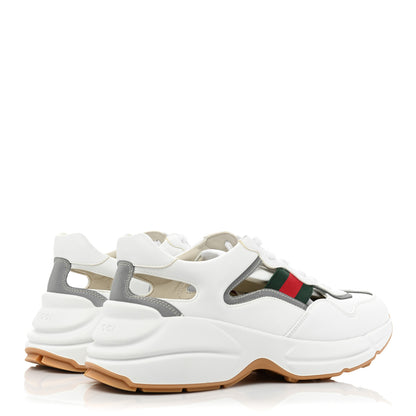 Gucci Demetra Web Mens Rhyton Cut Out Sneakers 9.5 Great White Grey 5 of 13