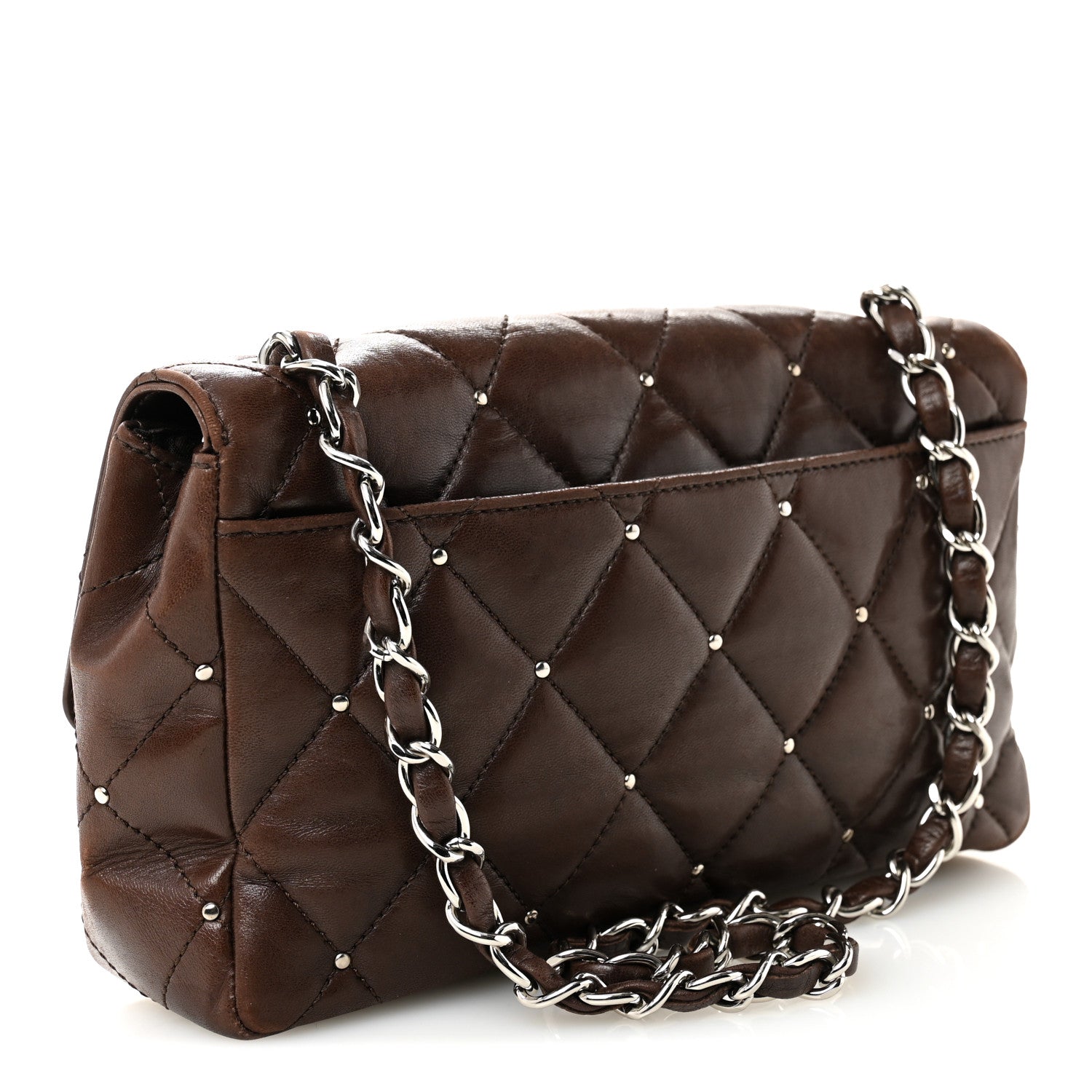 Chanel Lambskin Studded Medium Flap Brown 3 of 10