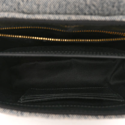 Saint Laurent Denim Y Quilted Monogram Toy Loulou Crossbody Bag Grey 5 of 10