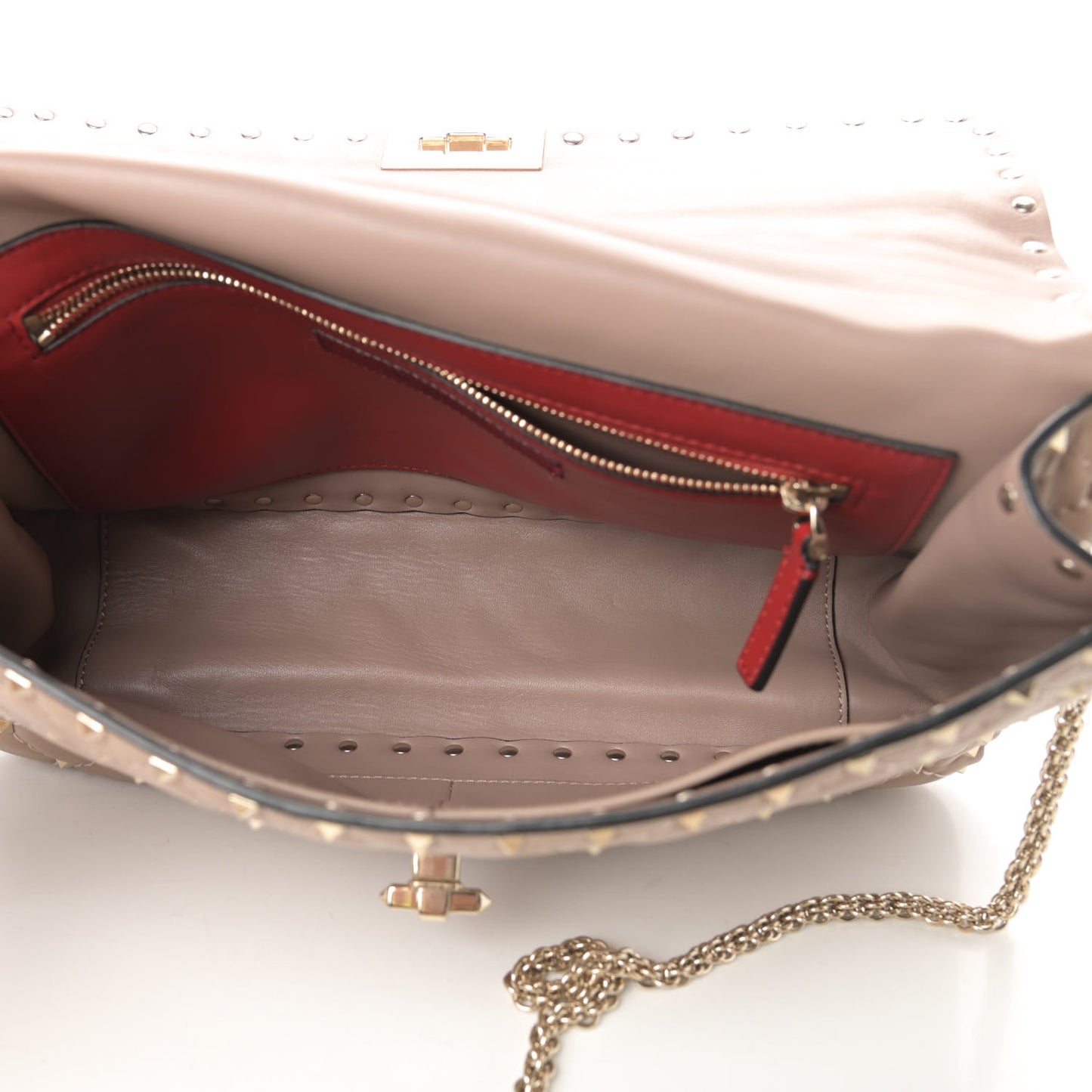 Nappa Large Rockstud Spike Shoulder Bag Poudre