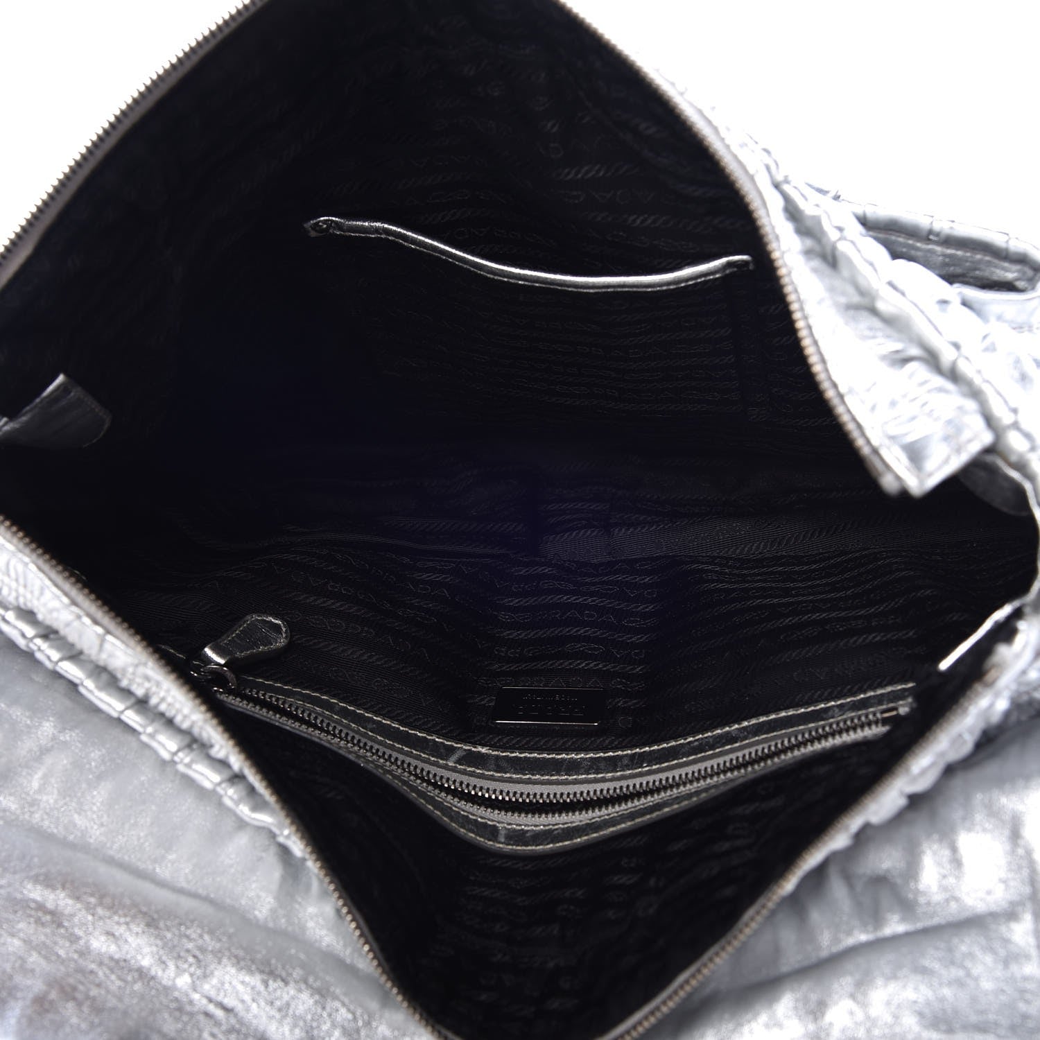 Prada Nappa Saffiano Dressy Gaufre Messenger Argento 5 of 8