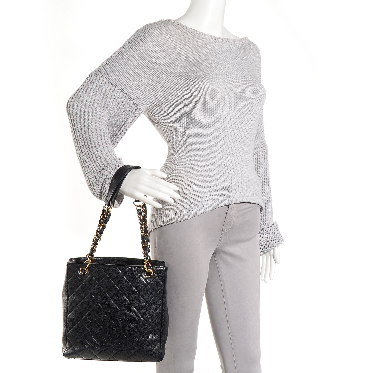 Chanel Caviar Petit Shopping Tote PST Black 2 of 7