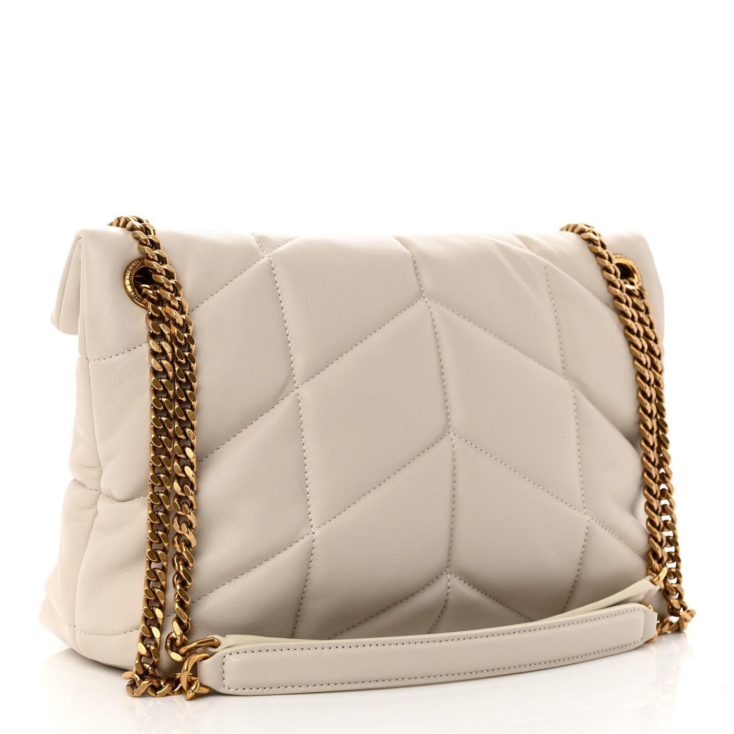Saint Laurent Lambskin Quilted Small Loulou Puffer Monogram Chain Satchel Crema Soft 3 of 11