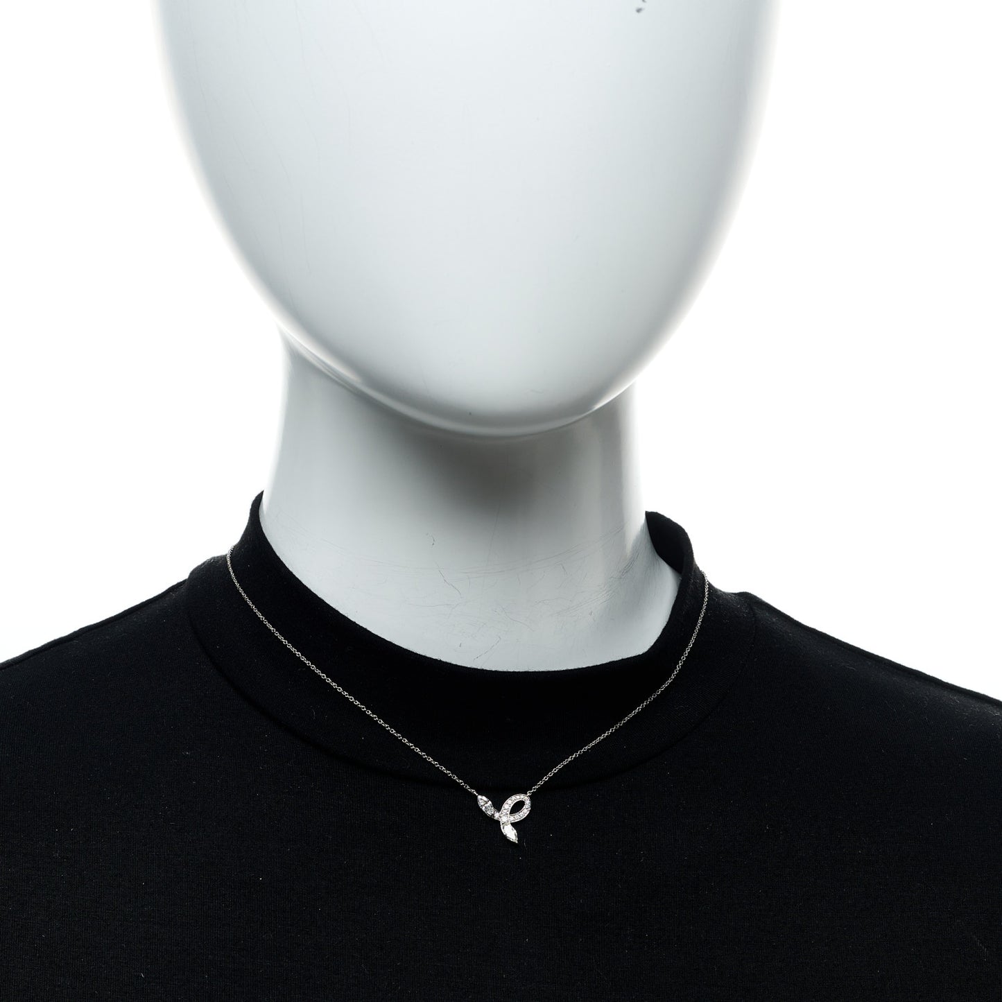 Platinum Diamond Victoria Bow Necklace