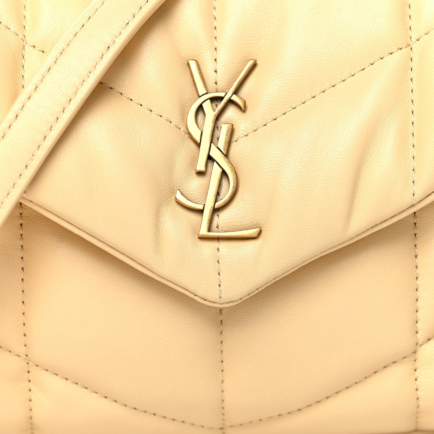 Lambskin Quilted Toy Loulou Puffer Monogram Chain Satchel Jaune Pale