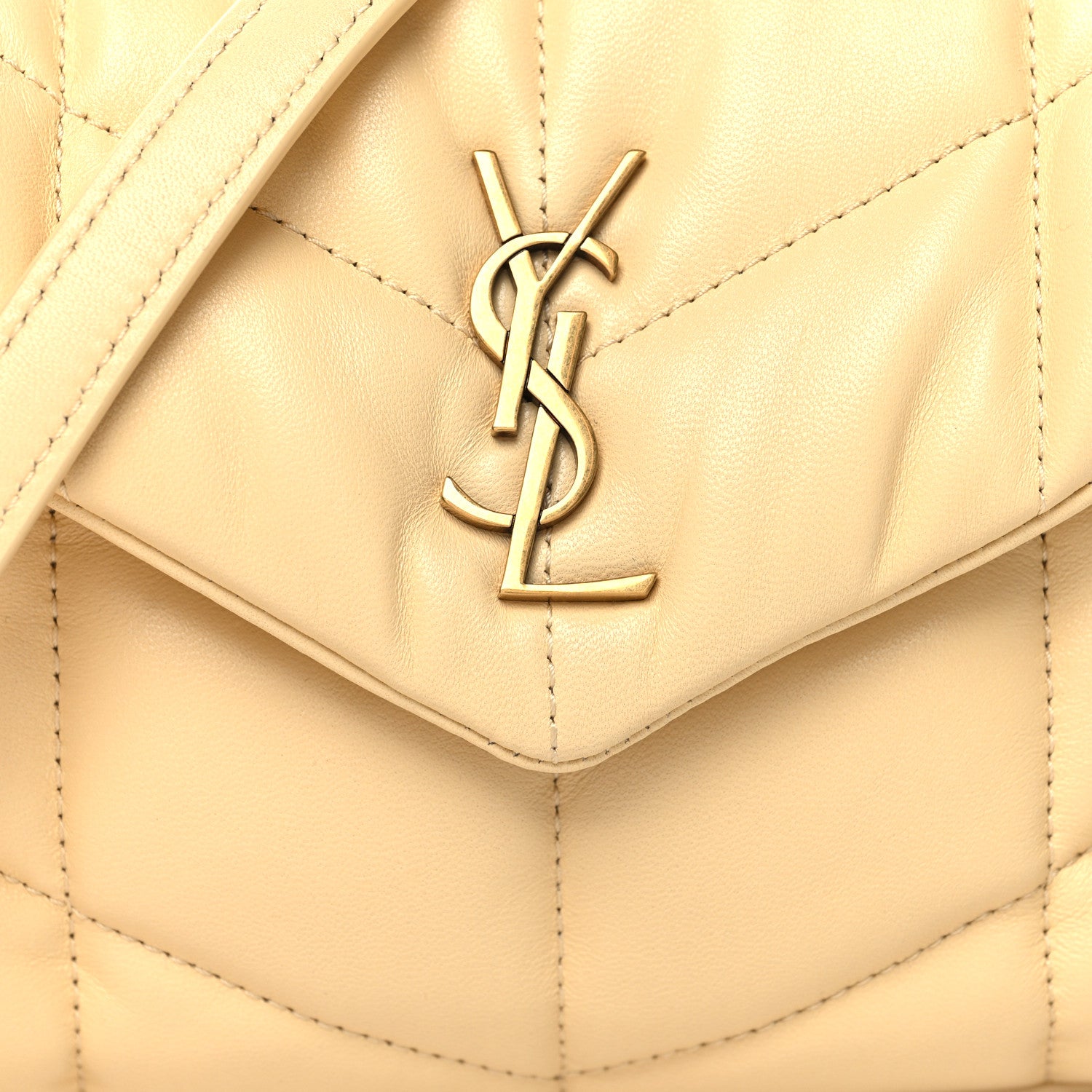 Saint Laurent Lambskin Quilted Toy Loulou Puffer Monogram Chain Satchel Jaune Pale 8 of 10