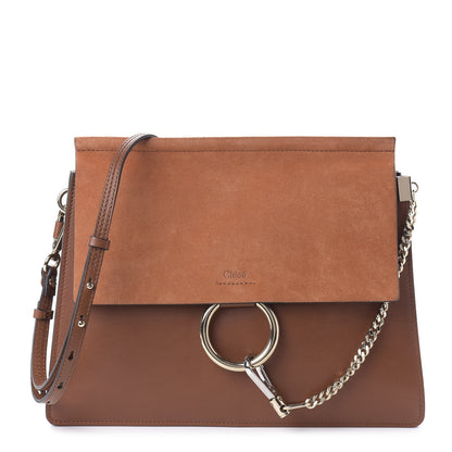 Chloe Suede Calfskin Medium Faye Shoulder Bag Tobacco 1 of 9