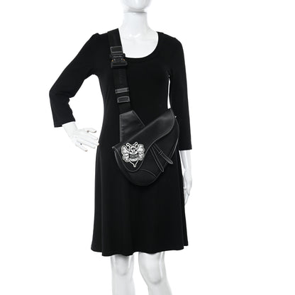 Christian Dior X SHAWN STUSSY Grained Calfskin Bee Saddle Bag Black 2 of 9