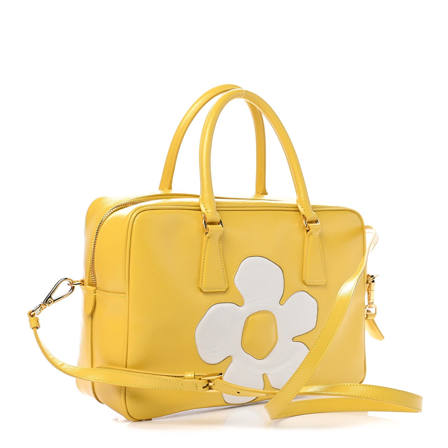 Saffiano Vernice Floral Bauletto Bag Girasole