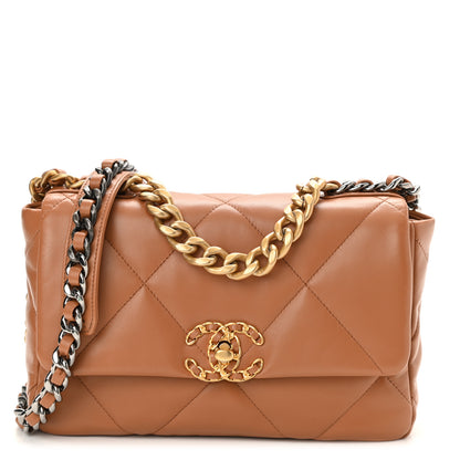 Chanel Lambskin Quilted Medium Chanel 19 Flap Brown 1 of 11
