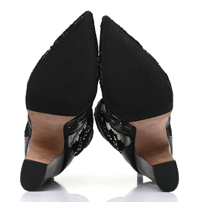 Valentino Garavani Calfskin Lace Tulle Pointed Toe Ankle Boots 39.5 Black 5 of 9