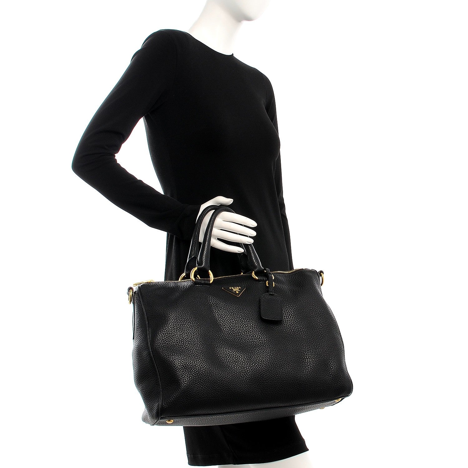 Prada Vitello Daino Tote Nero Black 3 of 13