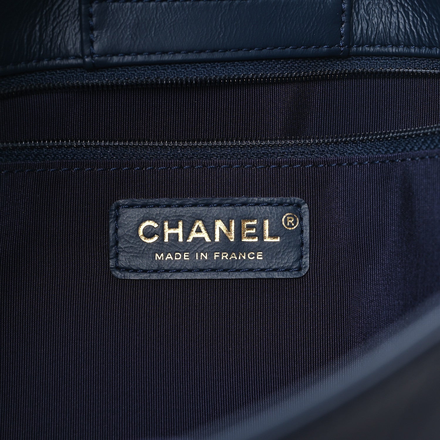 Chanel Glazed Calfskin Stitched Shopping Tote Blue 9 of 11