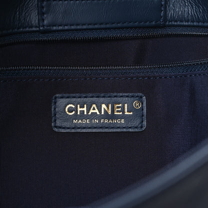 Chanel Glazed Calfskin Stitched Shopping Tote Blue 9 of 11