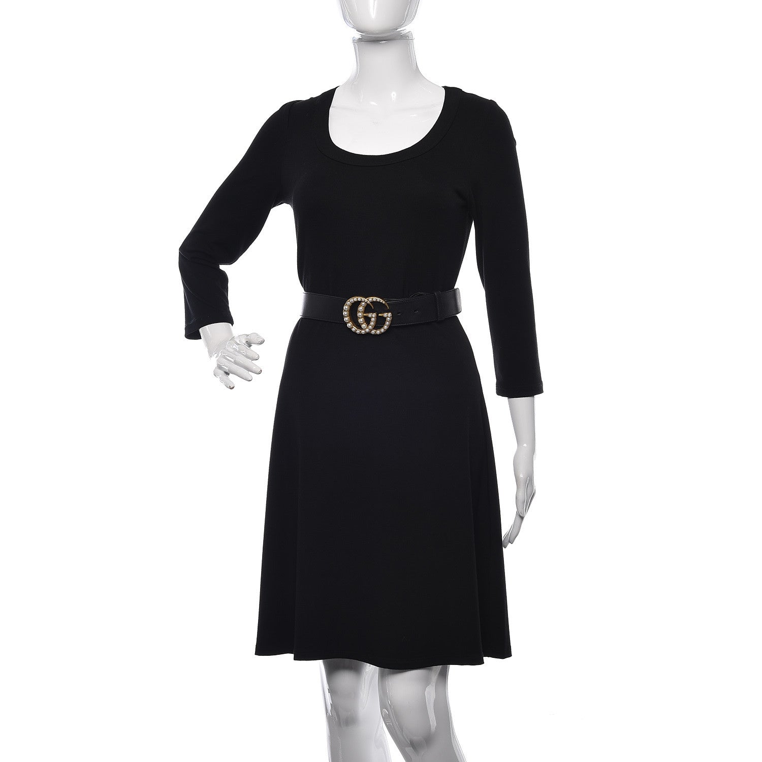 Gucci Moon Calfskin Pearl Double G 40mm Belt 90 36 Black Cream 2 of 7