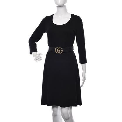 Gucci Moon Calfskin Pearl Double G 40mm Belt 90 36 Black Cream 2 of 7