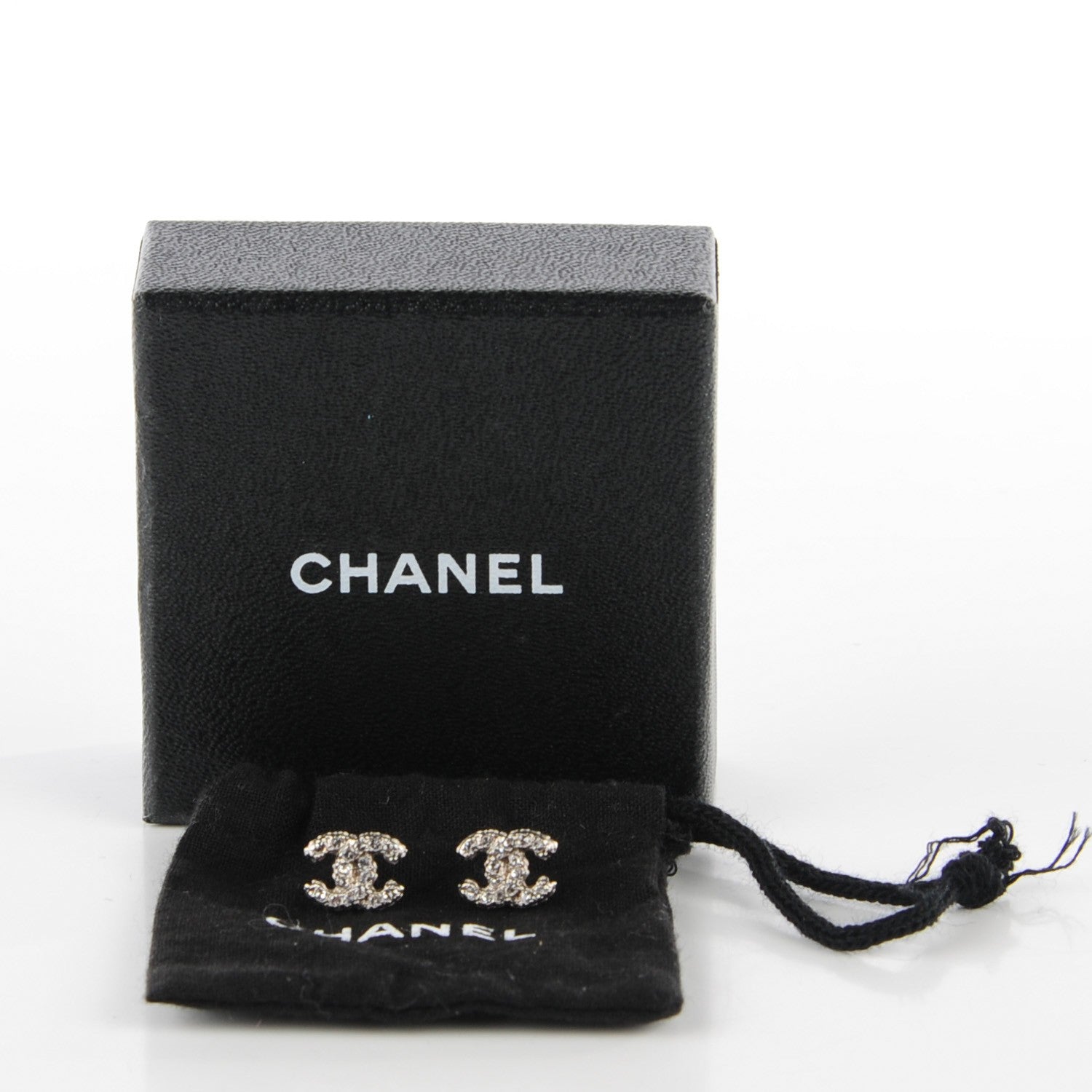 Chanel Crystal Timeless CC Earrings Silver 4 of 6