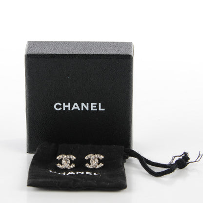 Chanel Crystal Timeless CC Earrings Silver 4 of 6