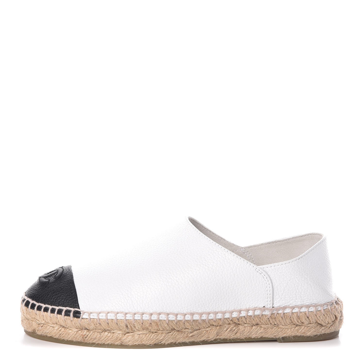 Chanel Grained Calfskin CC Espadrilles 36 White Black 1 of 8