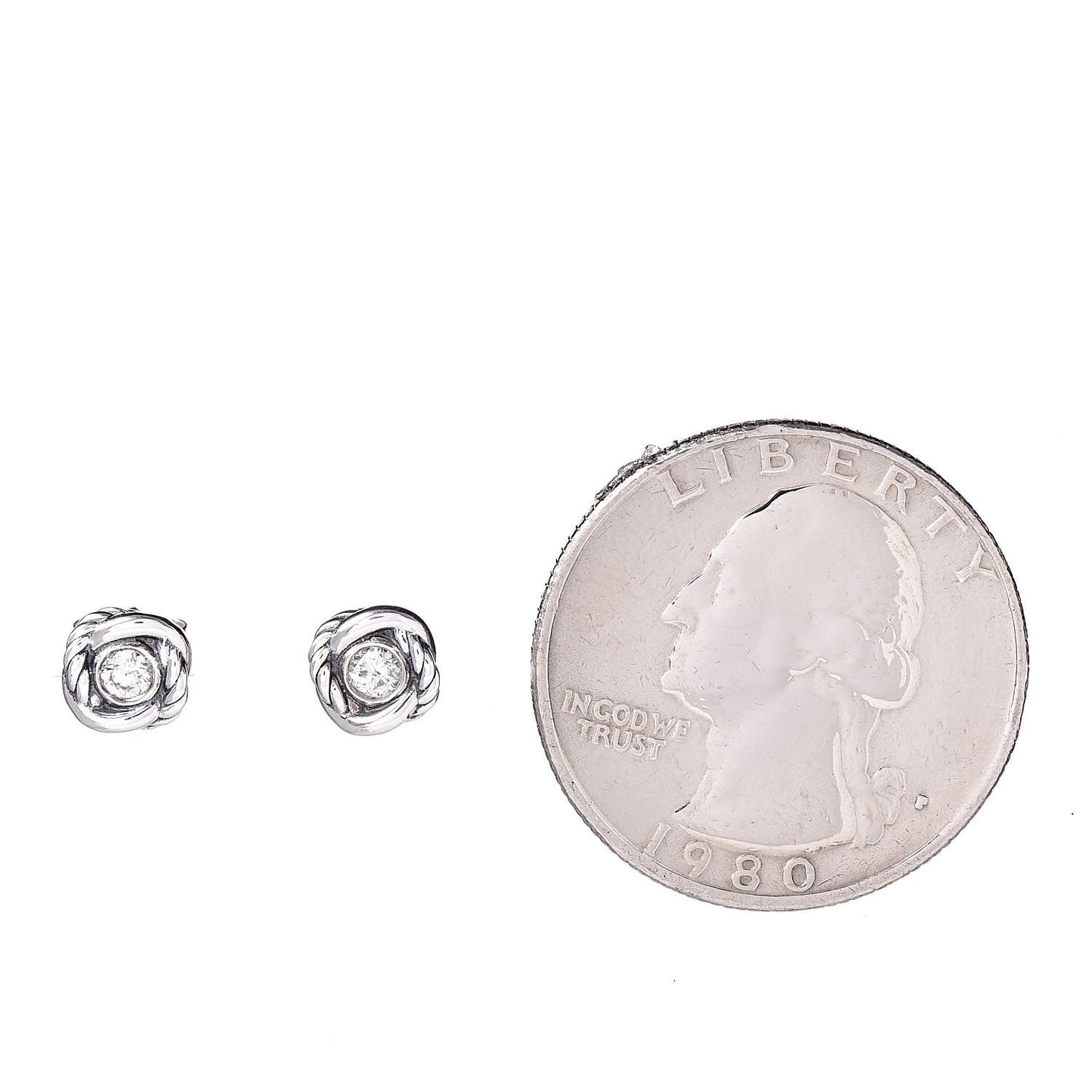 Sterling Silver Diamond 7mm Infinity Stud Earrings