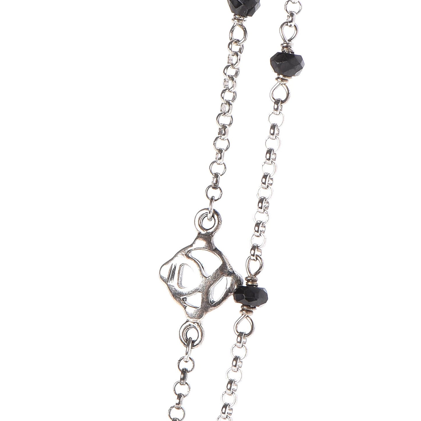 Sterling Silver Black Onyx Station Chain Necklace