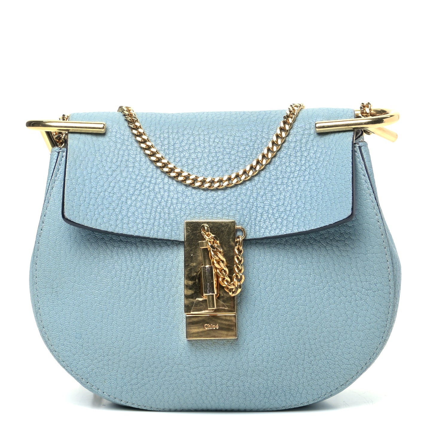 Grained Lambskin Mini Drew Shoulder Bag Cloudy Blue