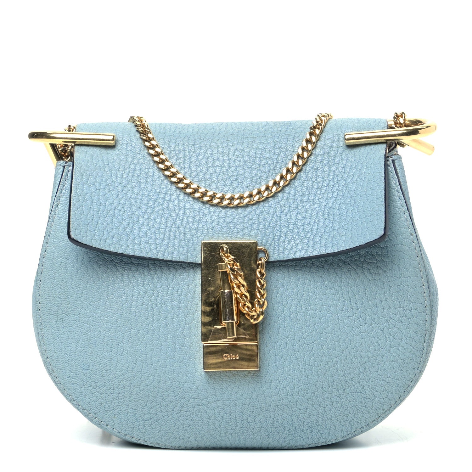 Chloe Grained Lambskin Mini Drew Shoulder Bag Cloudy Blue 1 of 5