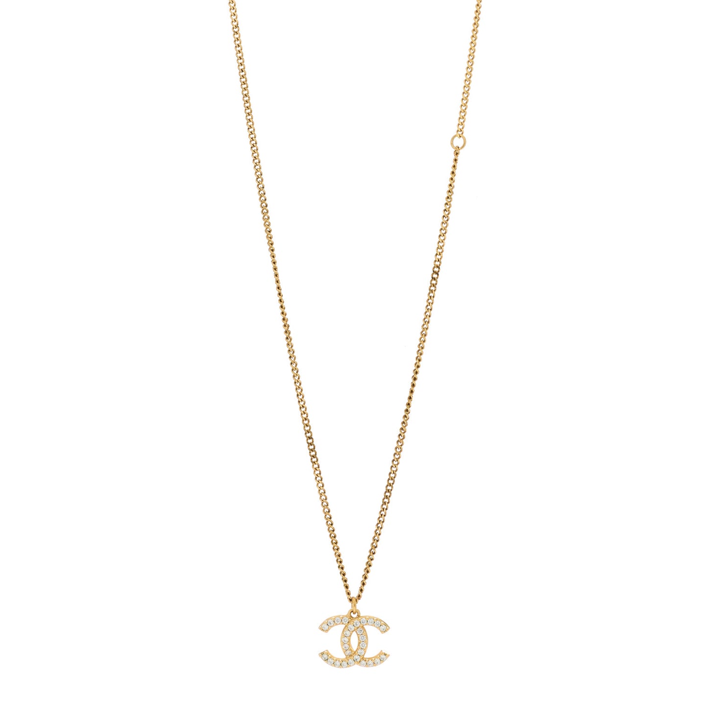 Crystal Logo CC Chain Necklace Gold