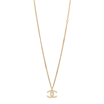 Chanel Crystal Logo CC Chain Necklace Gold 1 of 5